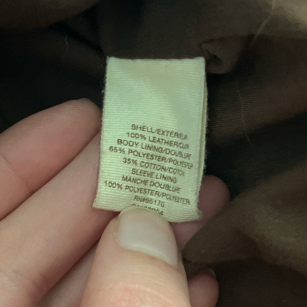 Brown leather button up jacket with double-breast… - image 4